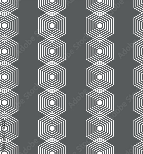 Vector illustration. The texture of the contour hexagon. Grey, black and white geometric seamless pattern. Mosaic abstract background. Hexagonal repeating geometric polygon texture.