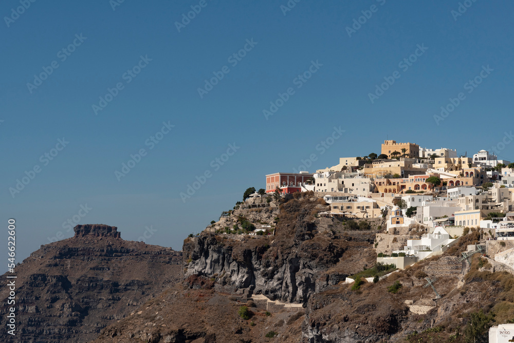 Fira, Santorini, Greece, EU. 2022. An overview of Fira the capital of Santorini a Greek island