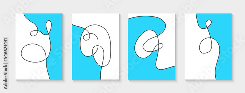 Continuous minimalist decorative posters, wall art, covers. Creative abstract contemporary pictures for interior decorations
