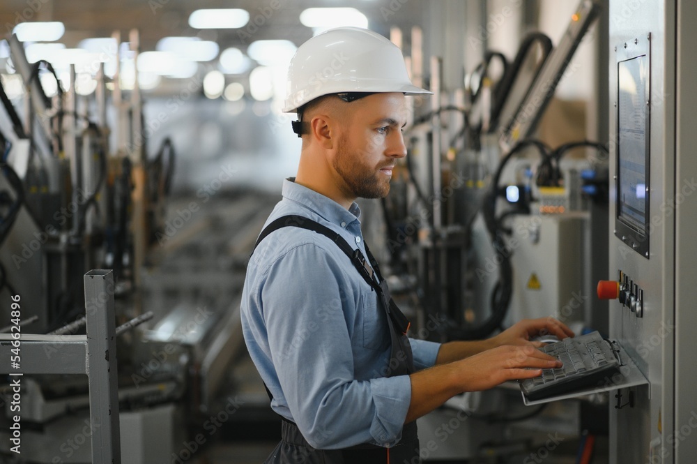 Factory worker. Man working on the production line.