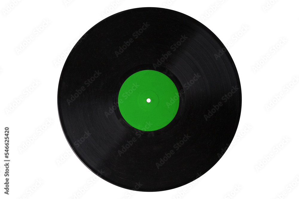 Fototapeta premium vinyl record 12'' green label, realistic photography isolated png on transparent background for graphic design