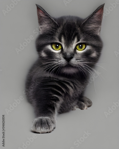 Digital Illustration Kitten Posing