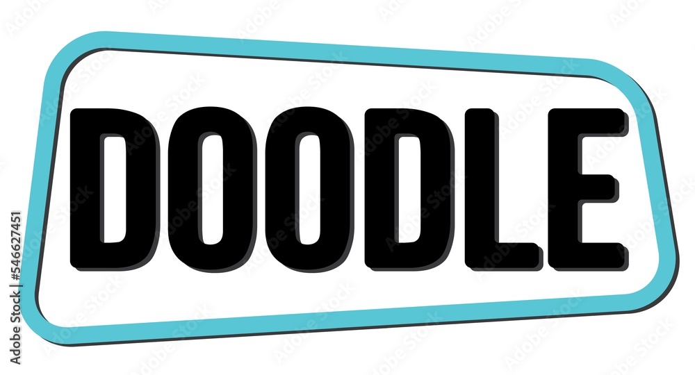 DOODLE text on blue-black trapeze stamp sign. DOODLE text on blue-black trapeze stamp sign.
