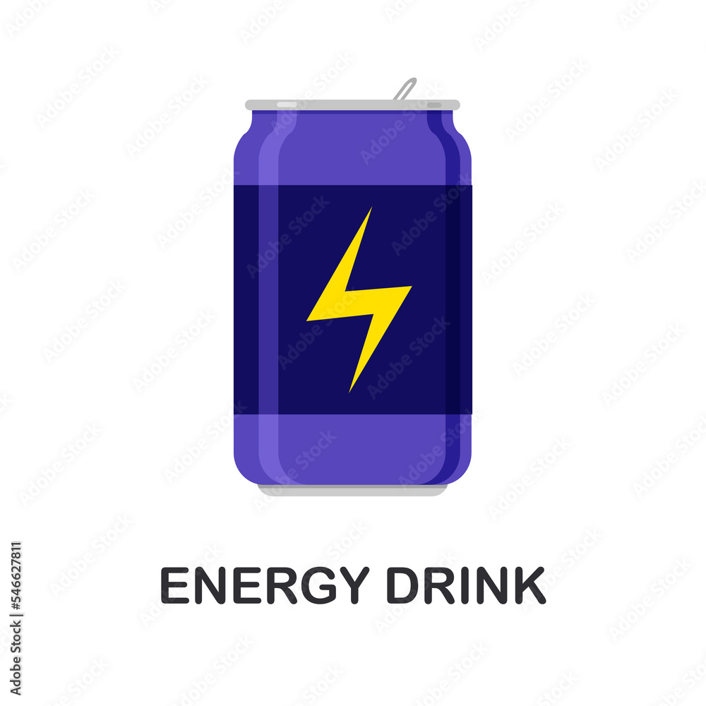 Energy drink can icon. Carbonated non-alcoholic water. Vector illustration in trendy flat style isolated on white background. Energy drink can icon. Carbonated non-alcoholic water. Vector illustration in trendy flat style isolated on white background.