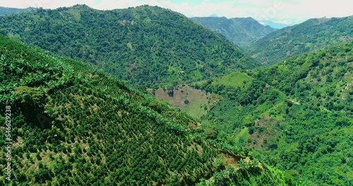 Tremendous natural view of massive green mountains in the spring. photo