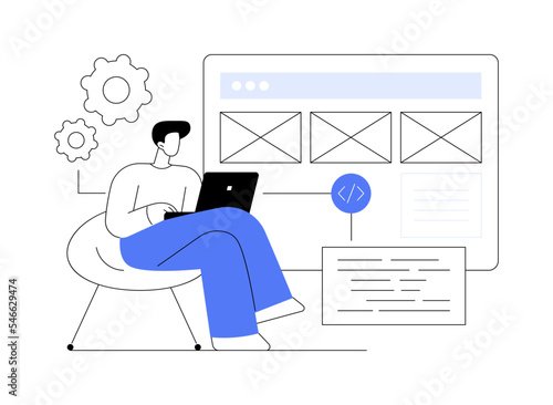 Landing page development abstract concept vector illustration.