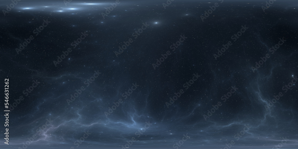 360 degree full sphere panoramic space background with starfield and nebula, equirectangular projection, environment map. HDRI spherical panorama