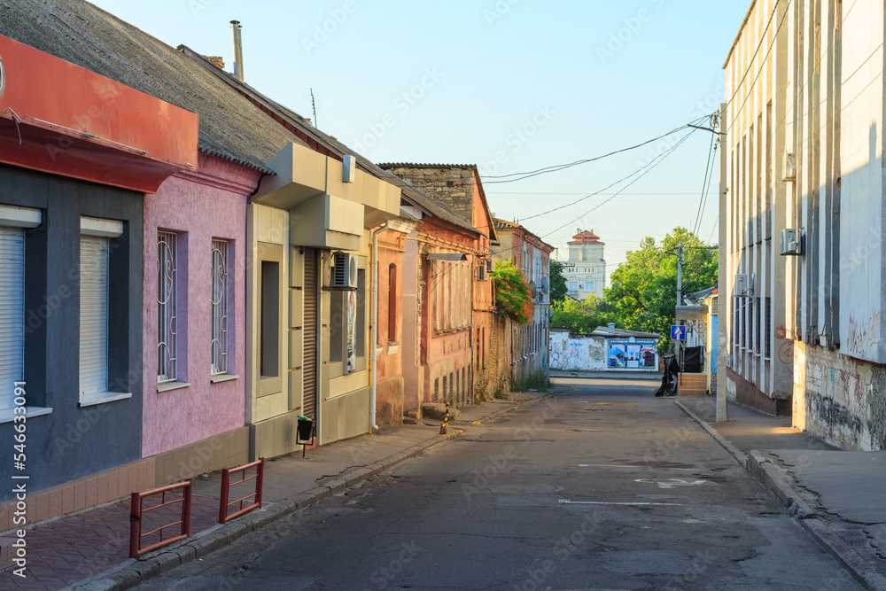 Street in the city of Kherson in the morning. Ukraine