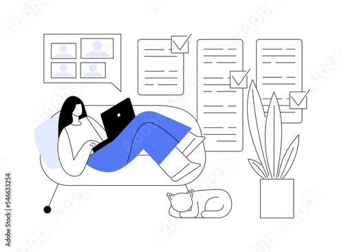 Work home office abstract concept vector illustration.
