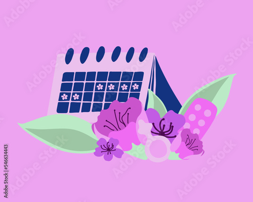 Vector isolated illustration of female menstrual calendar.