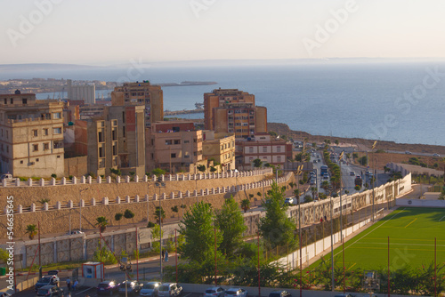city of Mostaganem at the sunset in front of the sea , Algérie , travel to algeria