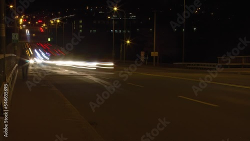 traffic city car lights bridge rush hour speed long exposure time lapse Sherbrooke Quebec  photo