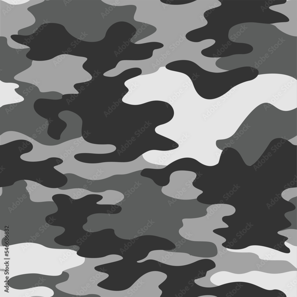 Gray seamless camouflage pattern, trendy modern background, winter design.
Gray seamless camouflage pattern, trendy modern background, winter design.