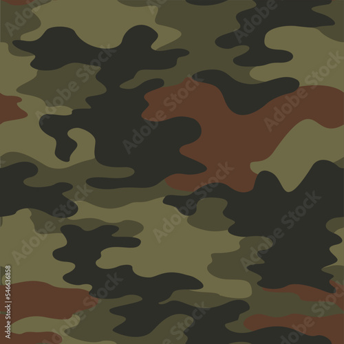  Green army seamless camouflage texture, military shape pattern, vector graphics for textile