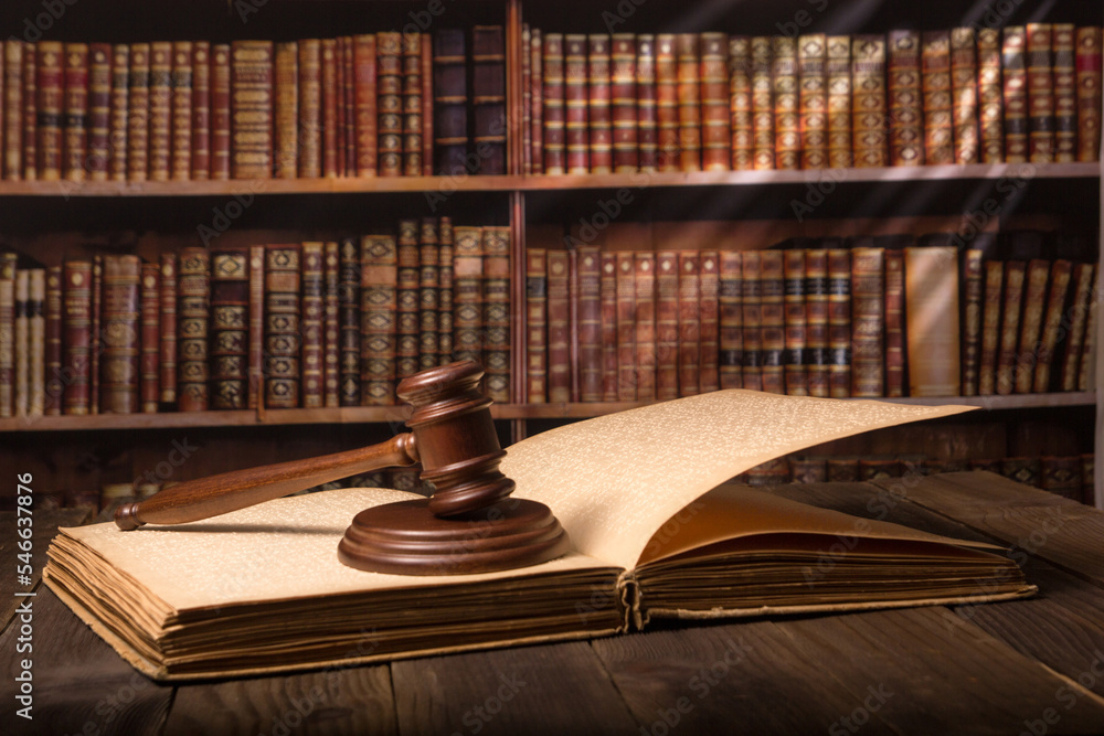 Law and justice concept. Mallet gavel of the judge, scales of justice, books. Copy space for text. Law and justice concept. Mallet gavel of the judge, scales of justice, books. Copy space for text.
