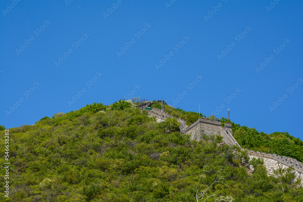 beautiful view of the mountains and the wall. Great Wall. the great man-made structure.