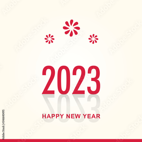 Happy new year 2023 social media banner with red color flower faminine new year useable for social media post and story. Red 2023 background party celebration.