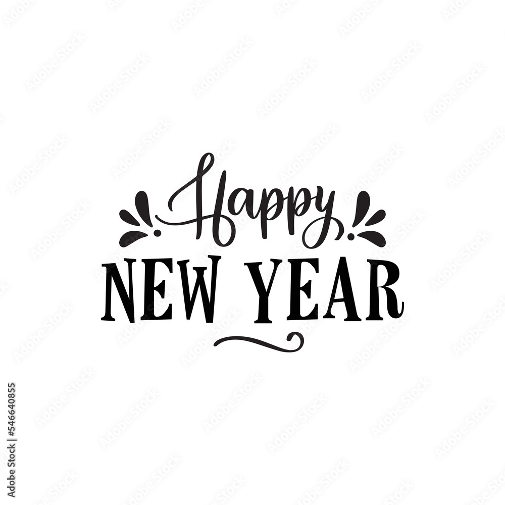 Fototapeta premium Happy New year hand drawn typography design vector happy new year design with cute elements