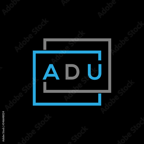 ADU letter logo creative design. ADU unique design.
