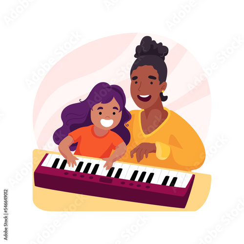 Piano class isolated cartoon vector illustration.