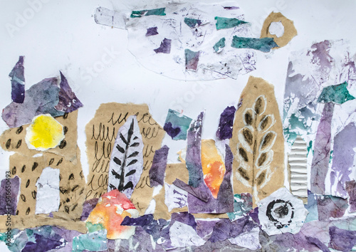 The collage is an application from a picturesque paper