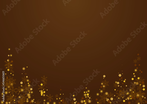 Gold Stars Vector Brown Background. Luminous