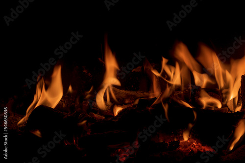 fireplace flames in the winter heat