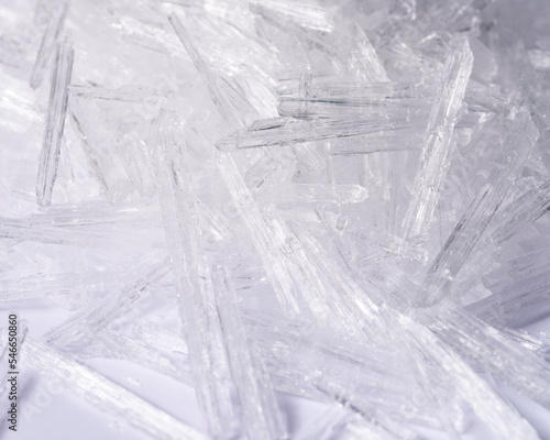 Menthol Crystals close up, background.