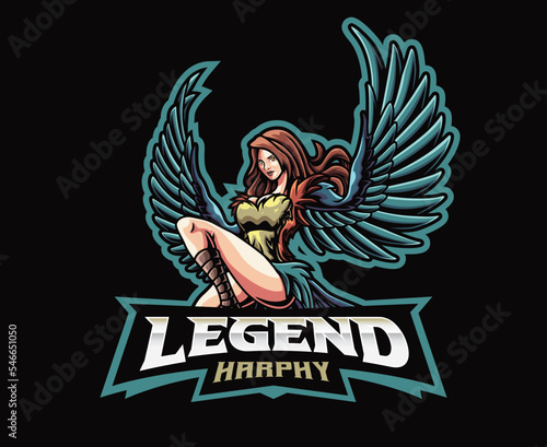 Obraz na płótnie Harpy woman mascot logo design