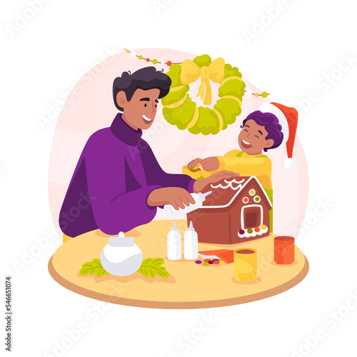 Gingerbread house isolated cartoon vector illustration.