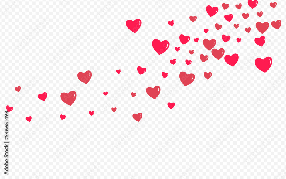 Red Hearts Vector Transparent Backgound. Wedding