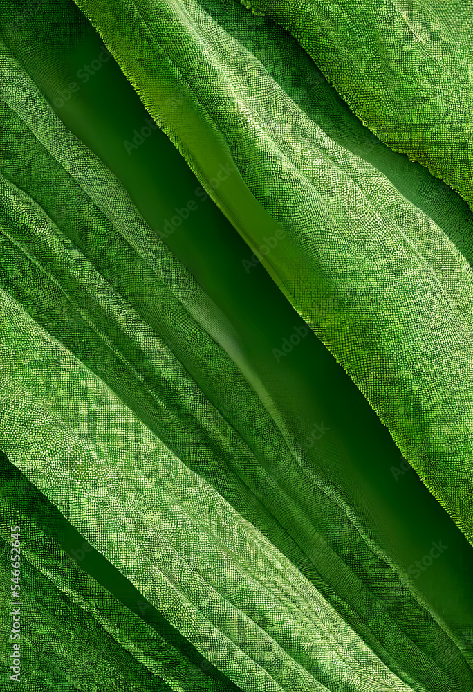 Horizontal shot of green textile design 3d illustrated Horizontal shot of green textile design 3d illustrated