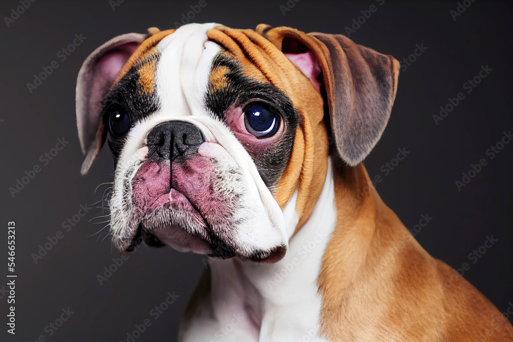 Fototapeta premium Portrait of boxer dog in studio setting