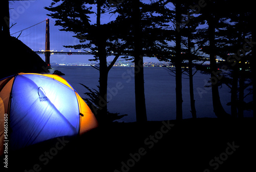 Camping in Kirby Cove; Golden Gate National Recreation Area, CA. photo