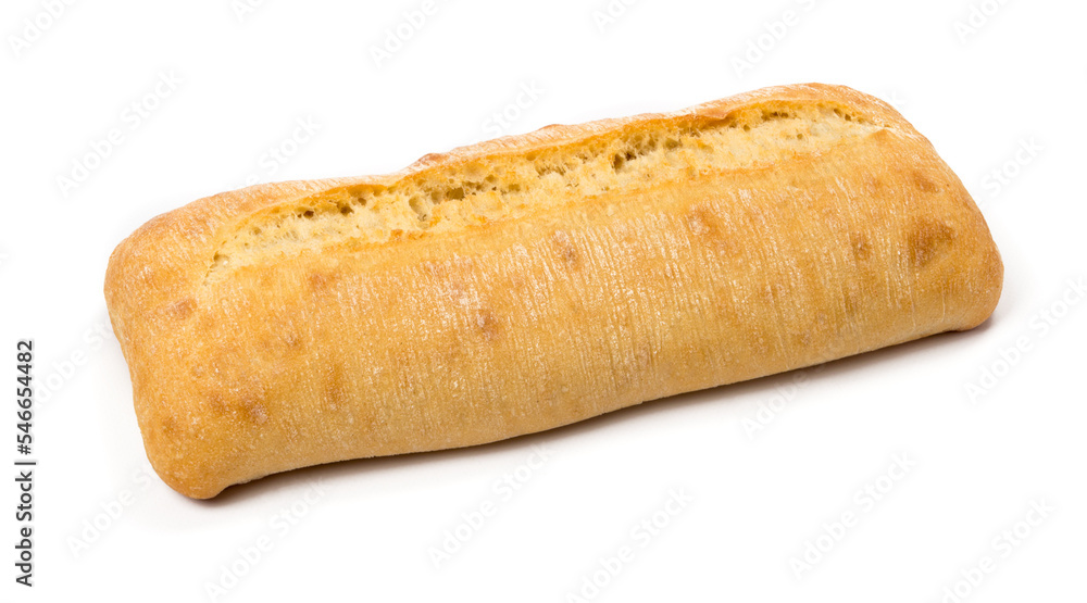Ciabatta Italian wheat bread on a white background isolate Ciabatta Italian wheat bread on a white background isolate