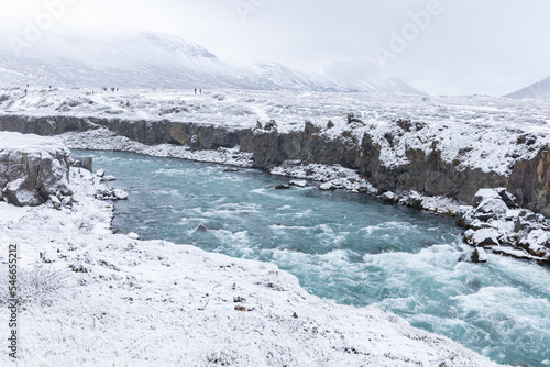 River leading to Godafoss in the snow
