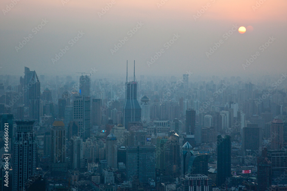 View over Shanghai, China. View over Shanghai, China.