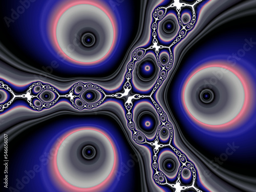 Blue virus fractal, abstract background with circles