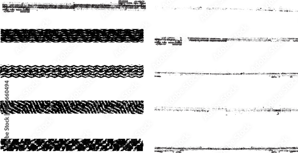 Obraz premium Brush Stroke Collection . Grunge lines . Vector stripes . Distressed Black dividers . set of dirty Textured shape . four Dry scratches for your design.