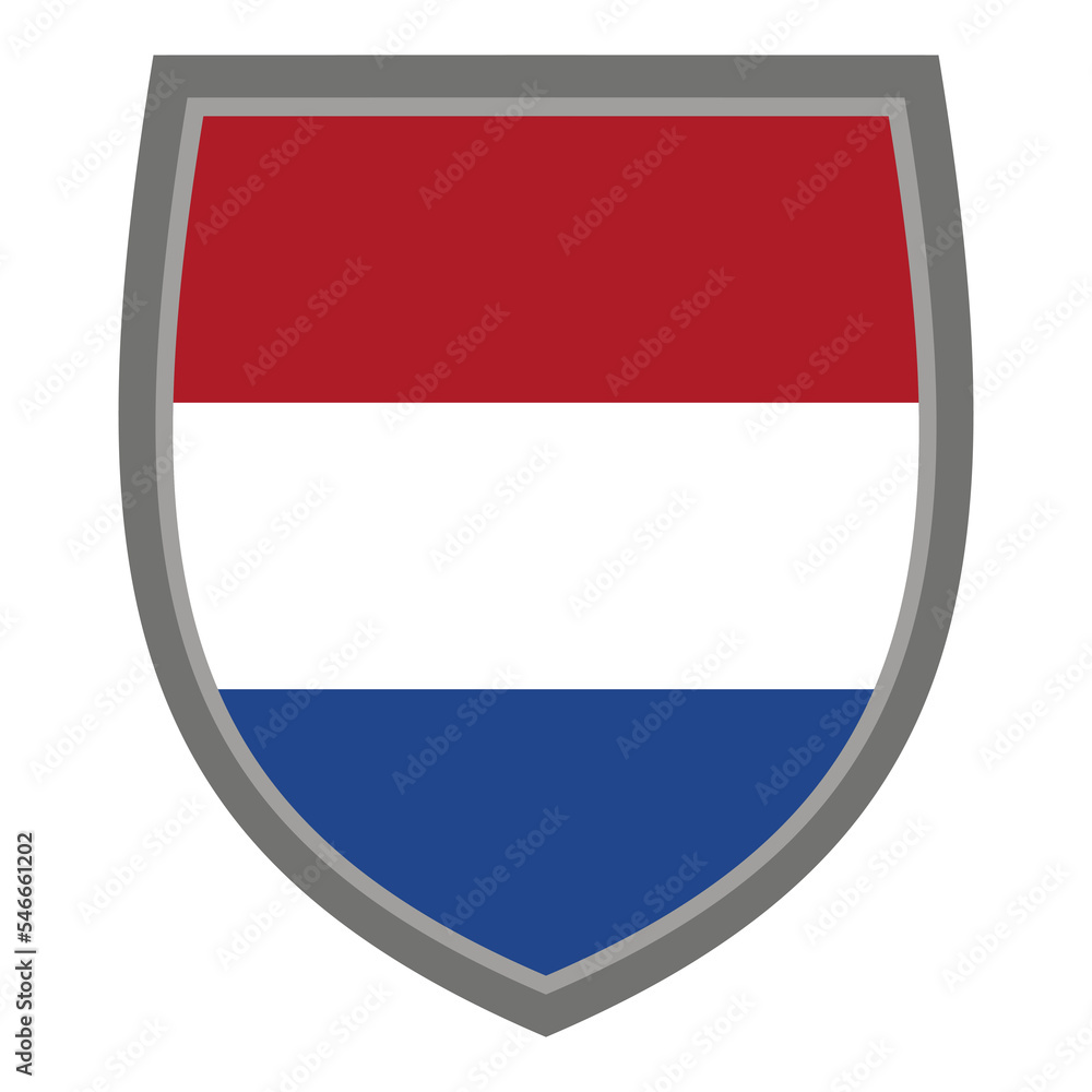 Shield with the colors of the Flag of the Netherlands, Holland shield cut out - original RGB color Shield with the colors of the Flag of the Netherlands, Holland shield cut out - original RGB color