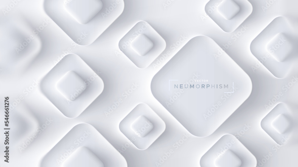 Top view podium, neumorphic bright design. Rectangular shapes with rounded corners. Light, soft, clear and simple vector illustration. Elegant abstract background with copy space. Top view podium, neumorphic bright design. Rectangular shapes with rounded corners. Light, soft, clear and simple vector illustration. Elegant abstract background with copy space.