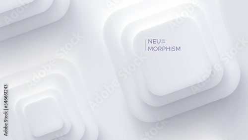 Top view podium, neumorphic bright design. Rectangular shapes with rounded corners. Light, soft, clear and simple vector illustration. Elegant abstract background with copy space.