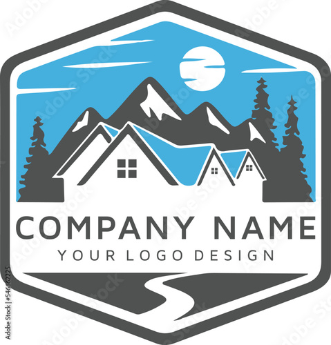 real estate mountain vector logo design