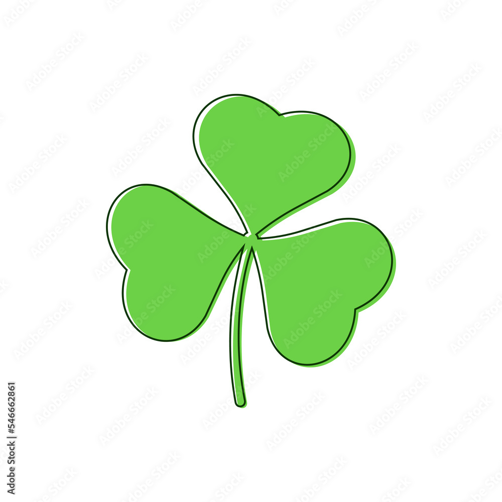 Three leaf clover with outline vector flat illustration isolated on white background Three leaf clover with outline vector flat illustration isolated on white background