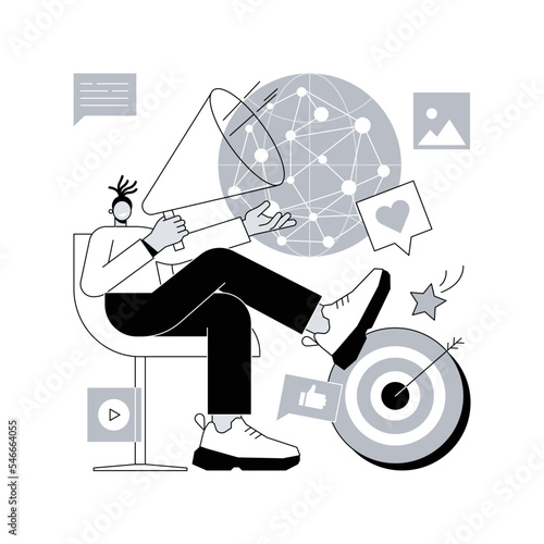 Macromarketing abstract concept vector illustration. Social influence, global marketing strategy, consumer behavior, market regulation system reseach, social responsibility abstract metaphor.