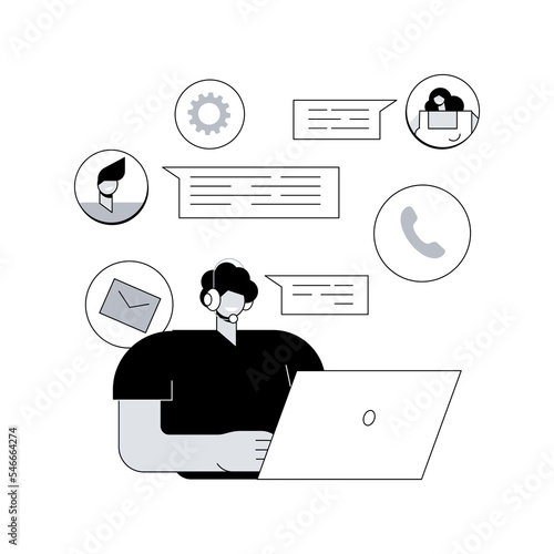 Customer support abstract concept vector illustration. Tech support, telemarketing, provide customer service, management software, online chat, help center, buyer helpline abstract metaphor.