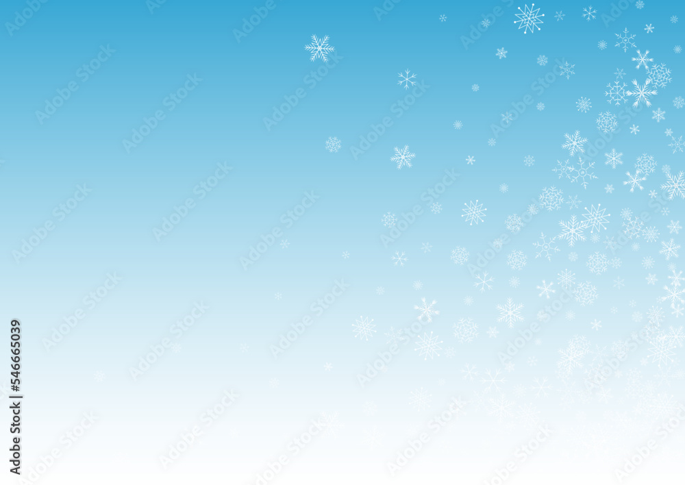 White Snowflake Vector Blue Background. magic