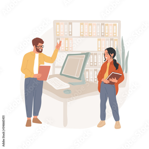 Internships isolated cartoon vector illustration. High school education, job opportunity, practical study, training skills, work experience, professional advice, young employee vector cartoon.