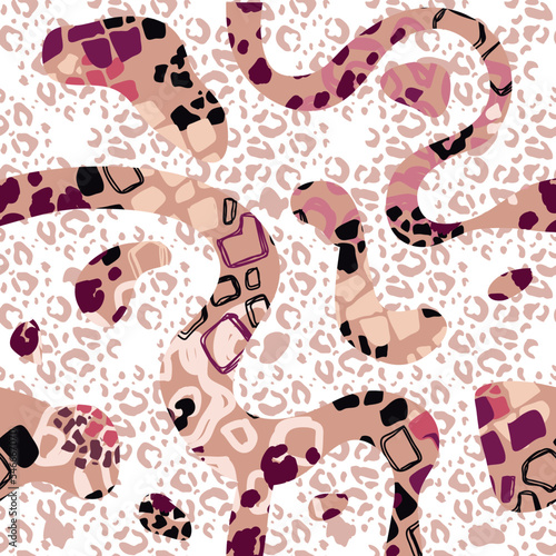 Animal skin fantasy  beautiful  seamless pattern  of jaguar, tiger, guepard,  leopard abstract  Modern safari animal fashion print  skin design for textile, fabric, wallpaper Vector illustration
