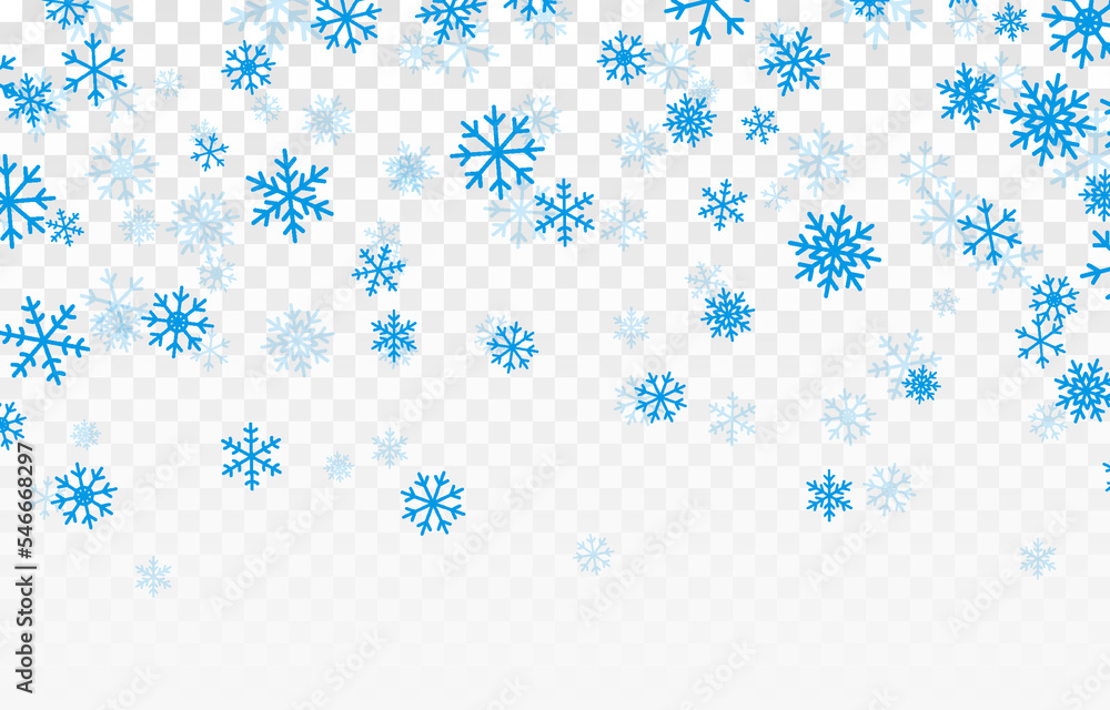 Vector blue snowflakes are falling from the sky. Snowflakes png